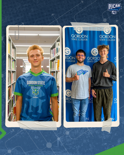 Pictured: Left, Gordon State College Esports team captain and Fortnite player Ryan Hoffman. Right, GSC Esports Coach David Grau and Hoffman.